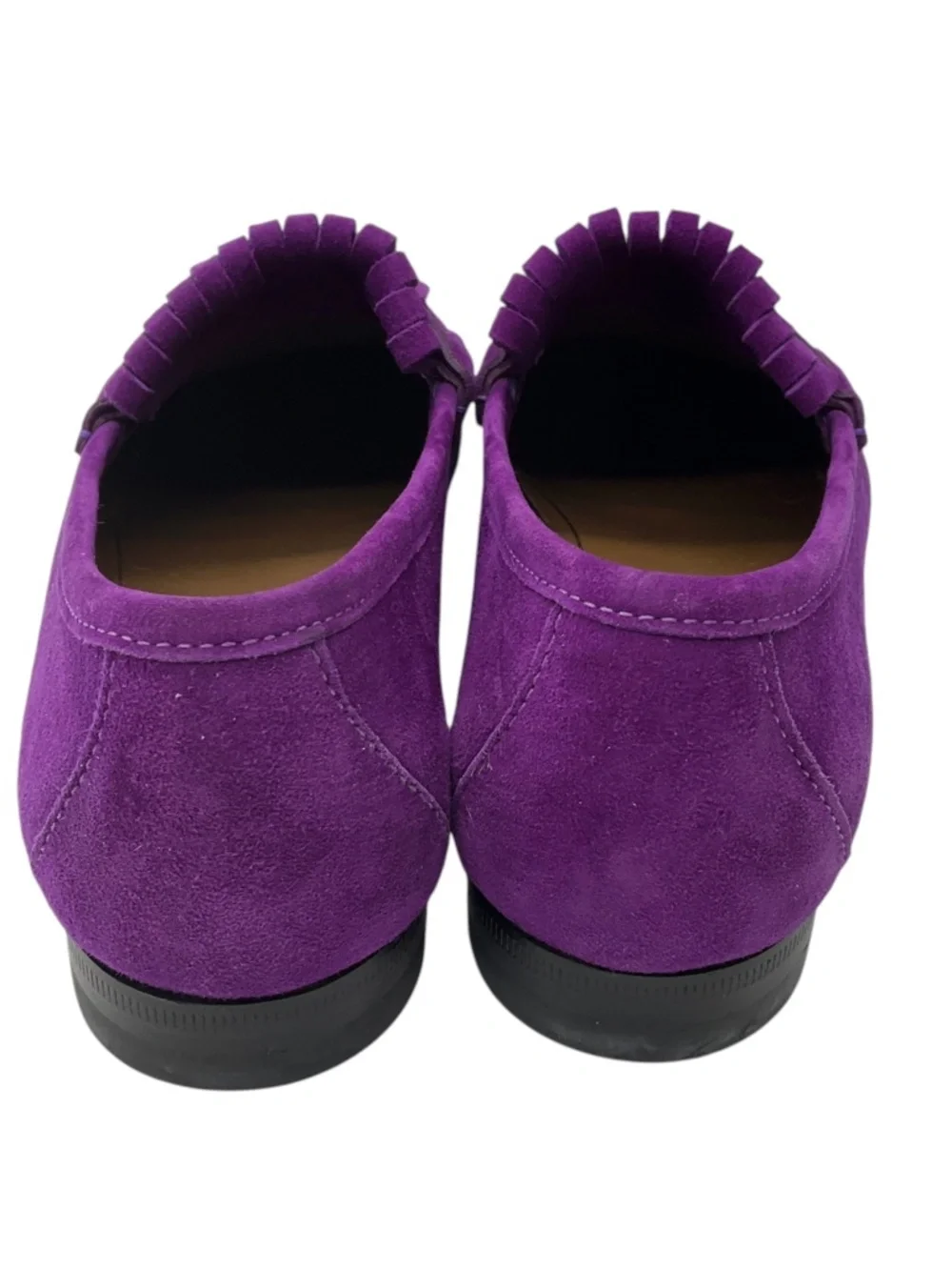 GUCCI PURPLE / ANTIQUED GOLD HORSEBIT DETAIL SUEDE LOAFERS / MOCCASIN FLATS